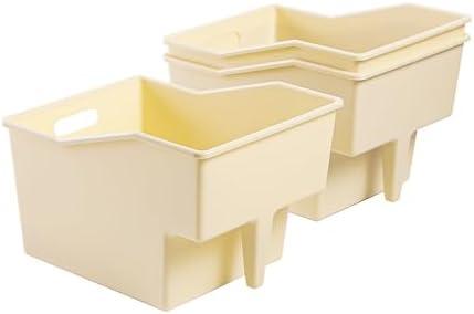 LUFOFOX 3-Pack Plastic Storage Bins with Handle, Pantry Organization and Storage Bins, Large Cabinet Organizers for Food, Snacks, Cleaning Supplies