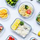 VERONES 12 Packs Glass Food Storage Containers Set, Airtight Glass Lunch Containers, Glass Meal Prep Containers with Lids,Exclusive of BPA, for Microwave, Oven, Freezer & Dishwasher Friendly,Grey