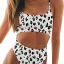 Meyeeka Womens Scoop Neck Cut Out Front Lace Up Back High Cut Monokini One Piece Swimsuit, Size: S