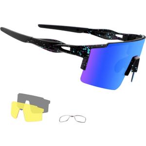 Cycling Sunglasses Polarized Sunglasses for Cycling Men Women with 1 Lens or 3 Interchangeable Lens Baseball Glasses
