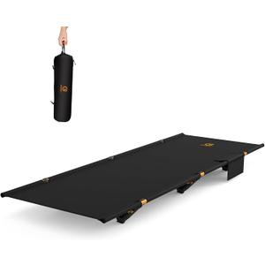 G2 Foldable Camping Cot, Durable Travel Tent Cot, Ultralight for Backpacking, Summer Hiking, Mountaineering, Max Loading Capacity 264lb, Easy to use for Woman & Man, Comes with Storage Bag, Black with Side Pocket
