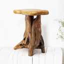 WELLAND Natural Tree Stump Stool, 19'' Tall Side Table, Live Edge Stool, Natural Edge End Table, Accent Table, Plant Stand for Living Room, Bedroom,