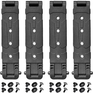 JR 3" Molle Clips 4-Pack, Molle Attachment Clips with Mounting Hardware for Vests, Backpacks, Pouches, Holsters, Locking Belt Clips Black, 3'' Clip Adapter (Pair with Mounting Hardware)