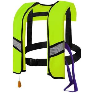 Snorkel Vest, Portable Inflatable Swim Vest Jackets for Snorkeling Swimming Diving Safety,Manual Inflatable Men's Women's Adjustable Vest for Swimming Fishing Outdoor Water Sports (330LB) (Green)