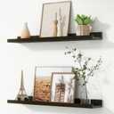 FLYJOE Picture Ledge Shelf, Floating Shelves Set of 2, 30 Inches Nursery Book Shelves for Toys Storage, Kids Bookshelf Wall Mounted for Living Room Bedroom Decor Books Photo Frames, Black