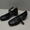 Mary Jane Heels for Women, Square Toe Pumps, Buckle Strap, Chunky Heel, 