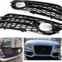 Topteng Honeycomb Style Fog Light Grill Bumper for Audi A4 S-LINE (8K2, B8) 2008 2009 2010 2011 2012 Sport Version, for Audi S4 08-12 Sport Version