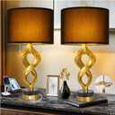 Sculptural Table Lamp Set of 2 for Bedroom, 26 Gold Leaf Farmhouse Bedside Lamps for Living Room, Pull Chains Switch Rustic Nightstand Lamp Marble Base with USB for Home Room Decor (Bulbs Included)