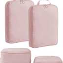 tianzong Upgraded Compression Packing Cubes 2-Pack - 2-Way Full Open, Double Zipper, Space Saving Organizers for Travel (Pink, Medium)