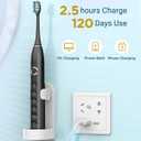 Rtauys S5 Upgraded Sonic Electric Toothbrush for Adults and Kids Ages 12+ with 8 Brush Heads, IPX7 Travel Toothbrush with Case, 2.5 Hours Charge for 120 Days, 5 Modes with Built-in Smart Timer Black