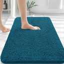 OLANLY Bathroom Rugs 30x20, Extra Soft Absorbent Chenille Bath Rugs, Rubber Backing Quick Dry, Machine Washable Bath Mats for Bathroom Floor, Tub and Shower, Home Decor Accessories, Peacock Blue