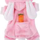 Easter Dog Bunny Costume Pet Dog Easter Outfit Puppy Hoodies with Rabbit Ears Puppy Apparel Pet Clothes for Small Medium Dogs Cats (Pink)