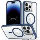 ESR for iPhone 14 Pro Max Case, Compatible with MagSafe, Built-in Camera Ring Stand, Military-Grade Protection, Magnetic Phone Case for iPhone 14 Pro Max, Classic Kickstand Case (HaloLock), Clear Blue