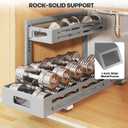 2 Pack 21IN-Depth Under Sink Organizer,Pull Out Cabinet Organizer With Smooth Cylindrical Rail,Metal Slide Out Drawer for Kitchen Bathroom Laundry,8-Level Tool Free Height Adjustable-Gun Gray, 2 Pack-21"Dx9.5"-16.7"H