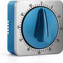 Kitchen Timers for Cooking, Chef Cooking Timer Clock with Loud Alarm,100% Mechanical Desk Timer - No Batteries Required -Magnetic Back, Exquisite Stainless Steel Body -Countdown Reminder Magnetic-Blue