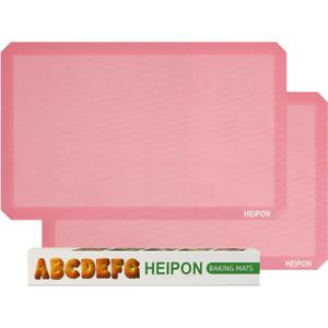 Non-Stick Perforated Silicone Baking Mat,22.44"Lx14.57"W,Reusable,Breathable Mat,Easy to Clean,Breathable Puff Baking Mat,Pastry Mat(Pink,2pcs)