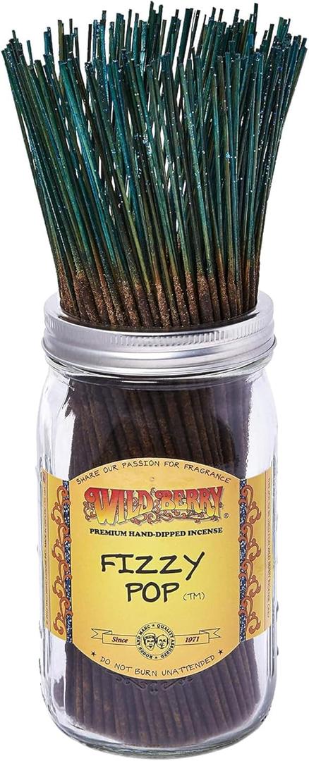 Wild Berry Incense Sticks - Fizzy Pop - Effervescent Citrus and Lemon Lime Soda Fragrance - Hand Dipped in The USA (100 Count)