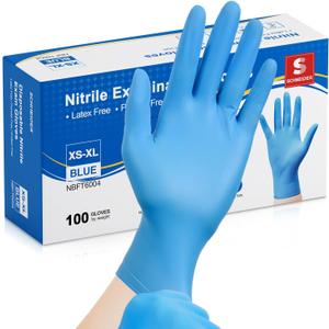 Schneider Nitrile Exam Gloves - M, 100-ct Box, Medical Grade Blue Disposable Gloves Latex Free, Rubber Glove for Cleaning, Cooking, Food Prep