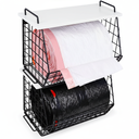 2 Pack Stackable Extra Large Trash Bag Holder Under Sink, Wall Mounted Garbage Bag Dispenser Roll Holder for 13/33 Gallon Trash Bags, Kitchen/Pantry/Laundry Room Organization Basket Storage Bin