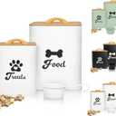 Dog Treat Container 2PCS, Dog Food Storage Container with Lids Airtight, Dog Treat Jars for Kitchen Counter-7+3Lbs, Small Dog Cookie Jar for Storage, (Upgraded) White
