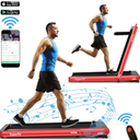 SuperFit 4.75HP 2 In 1 Folding Treadmill W/Remote APP Control Red