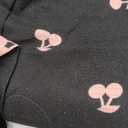 SweatyRocks Women's 2 Piece Pajama Set Cherry Print Sleepwear Button Down Shirt and Pant Sets Black Medium