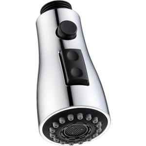 Angle Simple Kitchen Faucet Head Replacement, G 1/2 or 13/16 Inch Male Thread, NSF/ANSI/CAN 61 & 372 Testing, Sink Faucet Sprayer Replacement Parts, Stream Spray and Pause Mode, Chrome