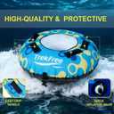 Inflatable Towable Tube, 1 Rider, PVC+600d Polyester Rib Fabric, Four Foam-Filled Reinforced Handles, Quick Connect Tow Point, Boat Tubes and Towables, Stable Ride