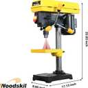 Woodskil 8 Inch Drill Press, 2.3 Amp 5-Speed Bench Drill Press with Laser Guide and Cast Iron Worktable, Bench Top Drilling Machine