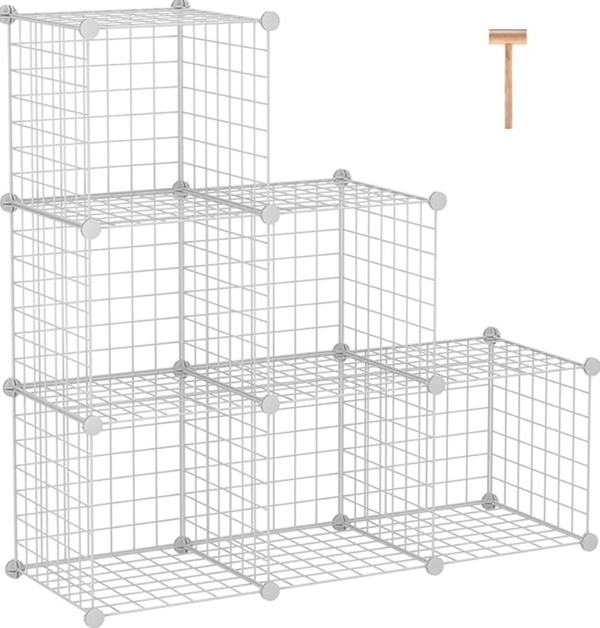 C&AHOME Wire Cube Storage, 6-Cube Storage Organizer Metal, C Grids Storage Bins Shelving, Modular Bookshelf Shelf, Closet Cabinet Ideal for Bedroom, Office 36.6”L x 12.4”W 48.4”H White