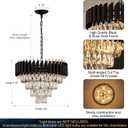 AXILIXI Modern Crystal Chandelier - 20" Crystal Ceiling Pendant Light 4 Tier Raindrop Flush Mount Chandelier in Black and Gold for Entryway, Foyer, Dining Room