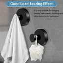 Suction Cup Hooks for Glass Window, Stainless Steel Shower Suction Hooks for Hanging Robe Towels, Mounting on Glass Shower Doors, No Drill Removable Towel Hooks (2 Pack-Black)