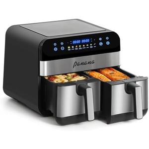 Panana XL 9.5 Quart 8 Preset Cooking Functions 2-Basket Air Fryer with 2 Frying Baskets, Match Cook & Smart Finish to Bake, Roast, Reheat, Broil, Dehydrate & More for Quick, Easy Meals