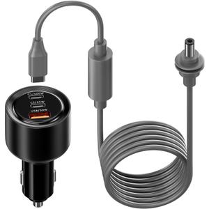 Starlink Mini Car Charger 3 in 1 Adapter, 12V-24V Cigarette Lighter Adapter with 100W / 45W PD USB-C & QC 30W USB-A Ports with 7.8Inch USB-C to DC Cable + 6.6FT DC Power Cable for Starlink Mini
