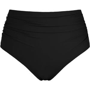 pfarua Women's High Waisted Bikini Bottoms Full Coverage Swimsuit Bottom Ruched Tummy Control Bathing Suit Bottoms (Black, Large)