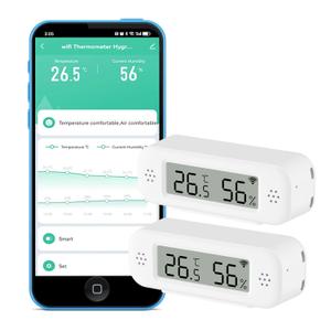 WiFi Thermometer Hygrometer: Smart Temperature and Humidity Sensor, Real-time Monitor, App Notification, Digital Indoor Temperature Sensor, Compatible with Alexa/Google Home(2Pack)