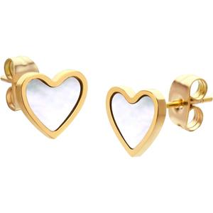 555Jewelry Small Delicate Mother of Pearl Heart Stud Earrings for Ladies & Women