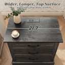 Huuger Nightstand with Charging Station, 3 Drawer Night Stand, 22 Inch Wider Side Table with Storage, Farmhouse Nightstand with Vintage Handles, Thicken Base, for Bedroom, Black