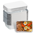 Aluminum Pans with Lids (50-Pack, 8.5"×6") 2.25 LB Capacity Foil Food Containers with Lids - 50 Pans and 50 Cardboard Covers - Disposable Tin Foil Pans - for Baking, Meal Prep and Freezer, Takeout