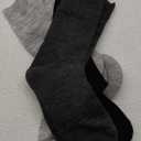 Facool Wide Crew Socks Pack of 3 Deep Gray L