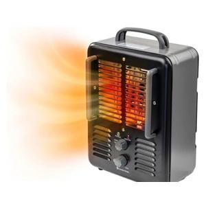Comfort Zone Electric Portable Milkhouse Style Utility Space Heater with Adjustable Thermostat, Overheat Protection, and Safety Tip-Over Switch, Ideal for Garage or Greenhouse, 1,500W, CZ798BK
