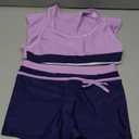 Little Girls' Summer Swimwear Two Piece Boy short Tankini Kids Swimsuit (10-11 Years, Purple)