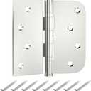 Door Hinges, 4'' X 4'' X 2.5 mm Hinge for Exterior and Interior Door, Silver Door Hinges with Half Rounded & Half Square Corners, Heavy Duty Door Hardware for Bedroom, Studio & Garage - 3 Pack