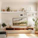 AMADA HOMEFURNISHING Floating Shelves Wall Mounted, 47 x 8 Inch Wall Shelves for Bathroom, Bedroom, Living Room, White Shelves Set of 2
