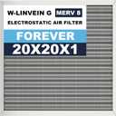 20x20x1 Reusable Air Filter, Electrostatic, Washable, Lasts a Lifetime, Breathe Fresher Air in Home and Office HVAC AC Furnace Systems, Merv 8 (Actual Size: 19.75x19.75x1 Inch)