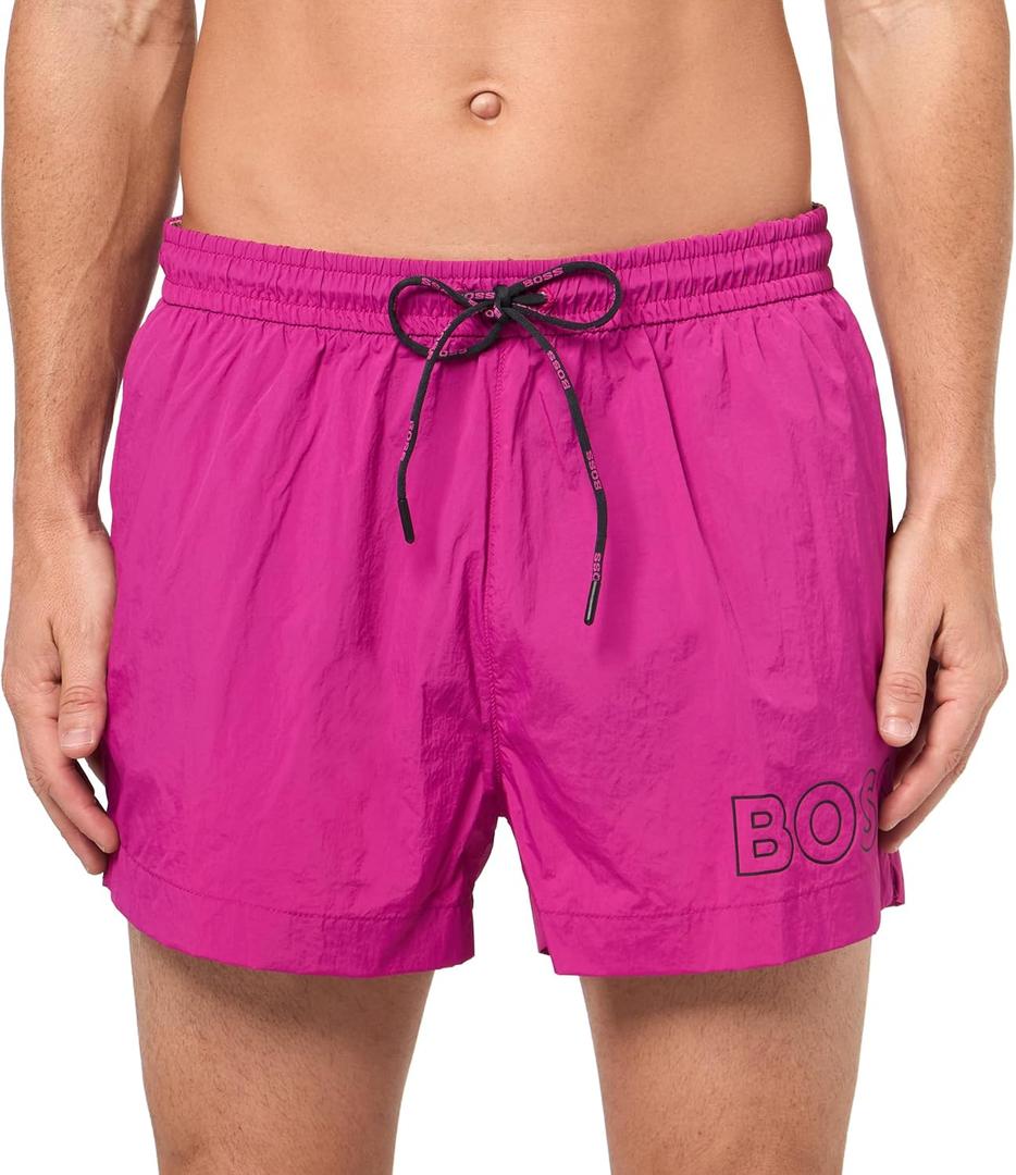 BOSS Men's Big Logo Swim Trunk (Medium, Pink Malaya)
