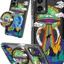 Lotadilo Cute Case for Moto G 5G 2024 for Women Girls - Funny Alien Design Compatible with Magsafe Ring Holder Magnetic Stand Kickstand Fashion TPU Phone Covers Kawaii