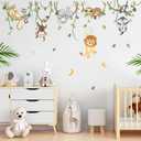 Decalmile Jungle Animals Safari Wall Decals Lion Monkey Koala Wall Stickers Baby Nursery Kids Room Toddler Room Wall Decor