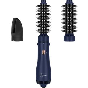 Aima Beauty Blow Dryer Brush Set - 4-in-1 Round Brush Blow Dryer Adds Shine, Smooth, Curl & Volume for Short to Medium Hair, Interchangeable 1 & 1.25 Round Barrel, Ionic Frizz Control, Prussian Blue
