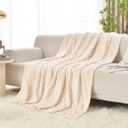 Bunny Checkered Throw Blankets, Soft Warm Blankets for Lover Women Men Friends Gifts Pets, Lightweight Fuzzy Blanket for Couch Sofa Bed Travel and Camping (Beige,90"x108"), King